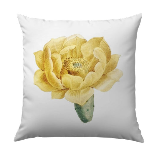 Yellow Cactus Flower Pillow, Floral Decor, Botanical Accent Pillow, Desert Bloom Throw Pillow, Vintage Inspired Home Decor - Tawshia
