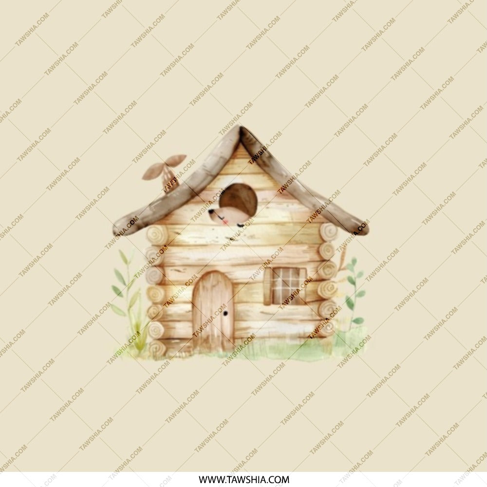 Cute Log Cabin Pocket Mirror, Hedgehog House Gift, Woodland Animal Lover, Compact Mirror for Travel, Handbag Accessory - Tawshia