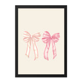 Pink Bows Wall Art, Nursery Decor, Girls Room Art, Cute Bows Print, Baby Shower Gift, Delicate Bows Wall Decor, Wall Decor for Girls - Tawshia