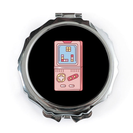 Pink Handheld Game Pocket Mirror, Retro Gaming Fan Gift, 80s 90s Nostalgia, Portable Makeup Mirror, Travel Compact Mirror - Tawshia