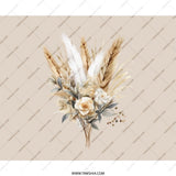Floral Mouse Pad, Bohemian Bouquet Desk Decor, Elegant Botanical Design, Beige Aesthetic, Neutral Office Accessories, Trendy Mousepad - Tawshia