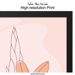 Floral Wall Art, Minimalist Flower Print, Modern Home Decor, Botanical Wall Decor, Peach Flower Art, Line Art, Flower Poster, Framed Art - Tawshia