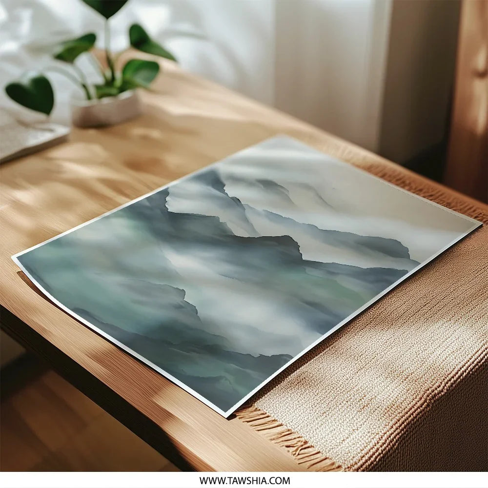 Misty Mountain Photographic Print, Landscape Wall Art, Scenic Home Decor, Nature Photography, Mountain Range, Fine Art Print, Calming - Tawshia