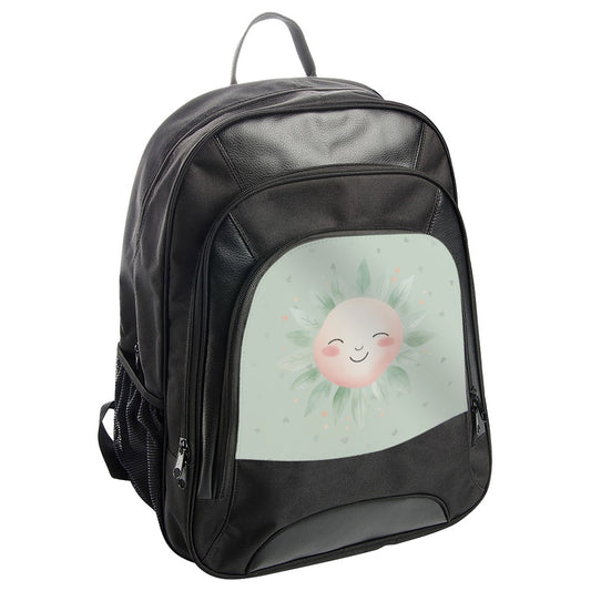 Smiling Sun BackPack, Cute Floral Back Pack, Positive Vibes Bag, Happy Face Back Pack, Watercolor Leaves, Pastel Colors, Kids School Bag - Tawshia