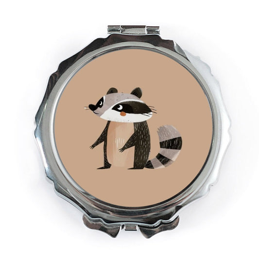 Cute Raccoon Pocket Mirror, Forest Animal, Pocket Mirror for Makeup, Cartoon Pocket Mirror, Handbag Mirror, Gift for Her, Makeup Mirror - Tawshia