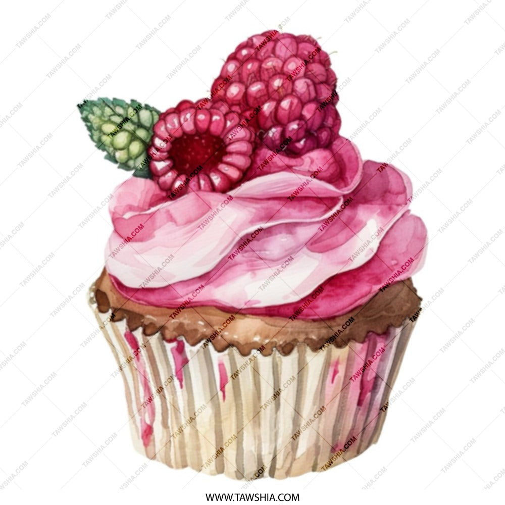 Raspberry Cupcake Tote Bag, Sweet Treat Design, Watercolor Style Bag, Cute Cupcake Art, Foodie Gift, Reusable Shopping Bag, Everyday Tote - Tawshia