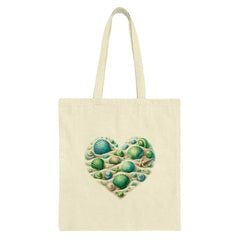 Seashell Heart Tote Bag, Beach Lover Gift, Ocean Theme Tote, Coastal Style Bag, Nautical Design Handbag, Unique Gift for Her, Summer Tote - Tawshia