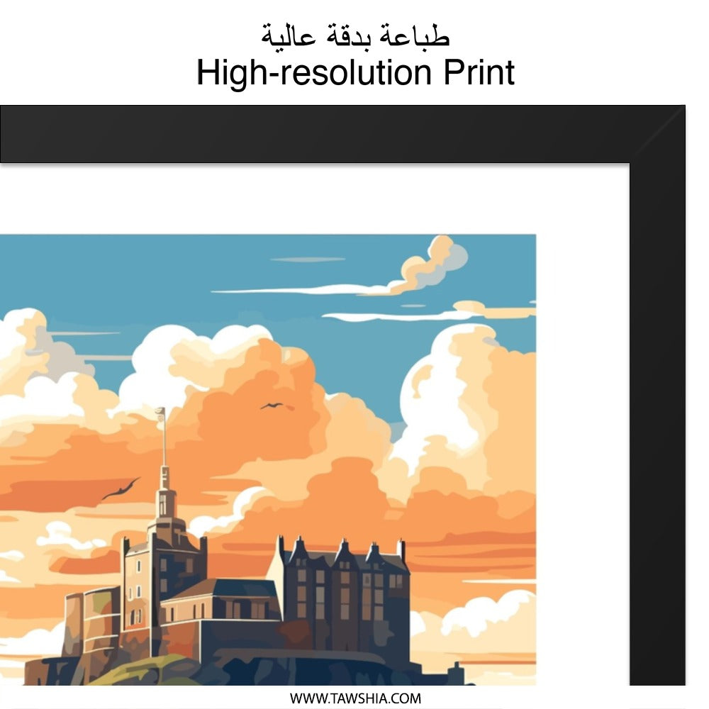 Edinburgh Scotland Wall Art, Cityscape Print, Scottish Castle Art, Travel Poster, Scotland Home Decor, Modern Wall Art, Gift Idea - Tawshia