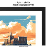 Edinburgh Scotland Wall Art, Cityscape Print, Scottish Castle Art, Travel Poster, Scotland Home Decor, Modern Wall Art, Gift Idea - Tawshia