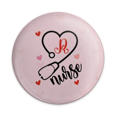Nurse Pinback Button, Stethoscope Heart, Pink Heart, Gift for Nurses, Initial R, Medical Pinback Button, Nurse Badge, Nurse Appreciation - Tawshia