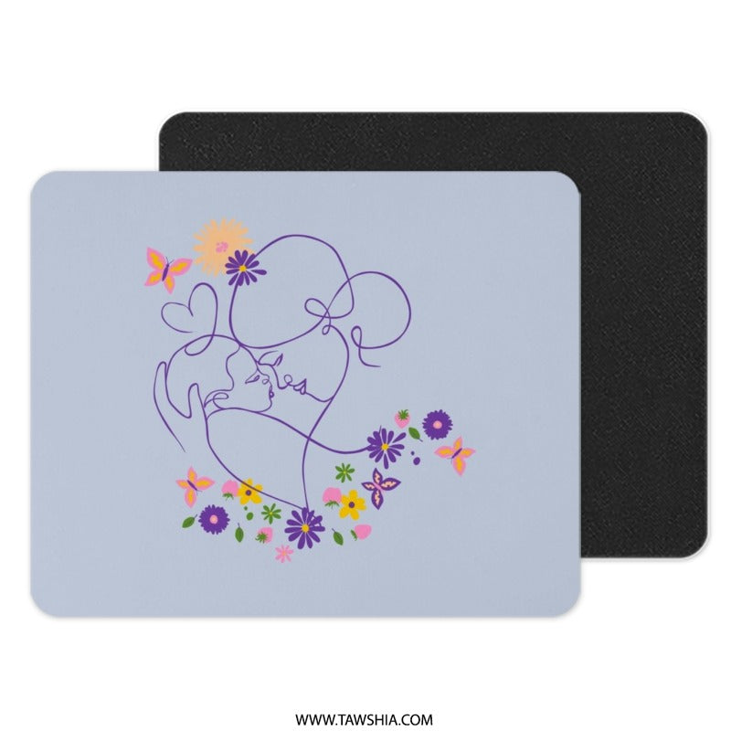 Mother and Child Mouse Pad, One Line Art Mousepad, Floral Mousepad, Minimalist Mousepad, Abstract Mousepad, Mom Gift, Cute Mouse Pad - Tawshia