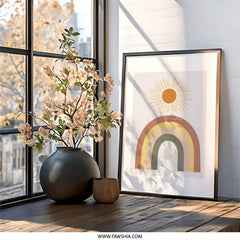 Boho Rainbow Wall Art, Sun Print, Minimalist Rainbow Decor, Nursery Art, Modern Wall Decor, Kids Room Decor, Playroom Art - Tawshia