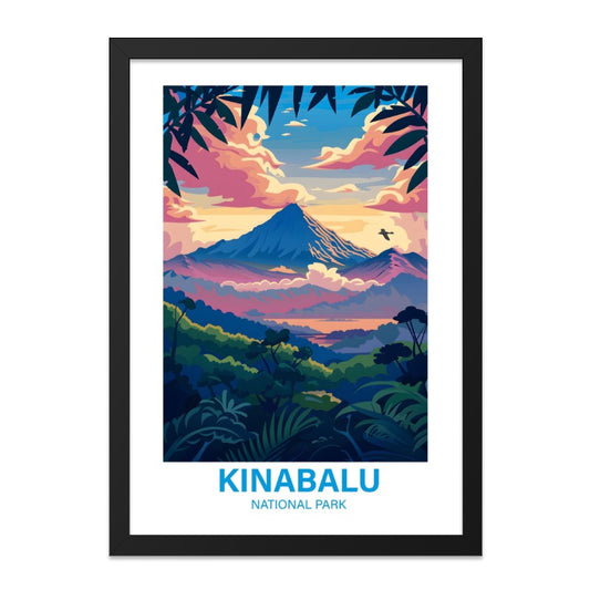 Kinabalu National Park Wall Art, Mountain Landscape Print, Nature Illustration, Colorful Clouds Art, Tropical Scenery Decor - Tawshia