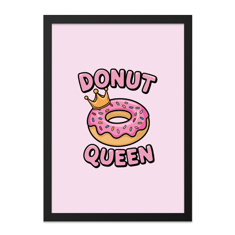 Donut Queen Wall Art, Funny Food Print, Cute Kitchen Decor, Sweet Treat Art, Donut Lover Gift, Pink Wall Decor - Tawshia