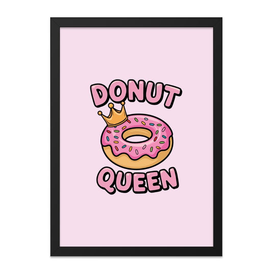 Donut Queen Wall Art, Funny Food Print, Cute Kitchen Decor, Sweet Treat Art, Donut Lover Gift, Pink Wall Decor - Tawshia