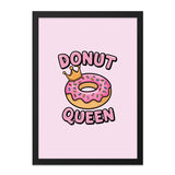 Donut Queen Wall Art, Funny Food Print, Cute Kitchen Decor, Sweet Treat Art, Donut Lover Gift, Pink Wall Decor - Tawshia