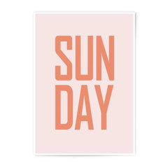 Sunday Photographic Print, Typography Wall Art, Minimalist Poster, Peach and Pink Decor, Weekend Vibes, Modern Home Art - Tawshia