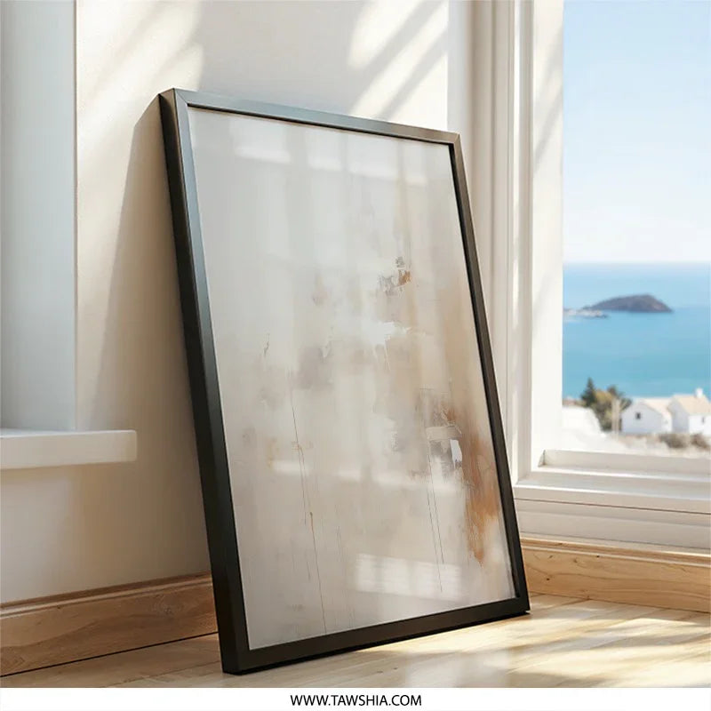 Neutral Abstract Wall Art, Modern Art Print, Beige Brown Wall Decor, Minimalist Painting, Contemporary Artwork, Home Decor, Framed Art - Tawshia