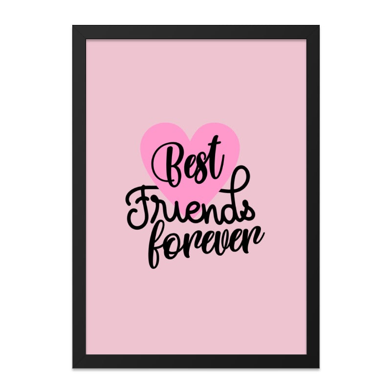 Best Friends Forever Wall Art, Friendship Gift, Pink Heart Decor, Inspirational Print, Home Decor, Room Decor, Minimalist Wall Art - Tawshia
