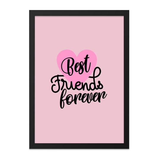 Best Friends Forever Wall Art, Friendship Gift, Pink Heart Decor, Inspirational Print, Home Decor, Room Decor, Minimalist Wall Art - Tawshia