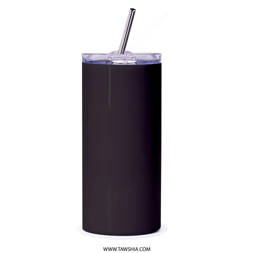 Sleek Black Tumbler with Straw Drinkware Product