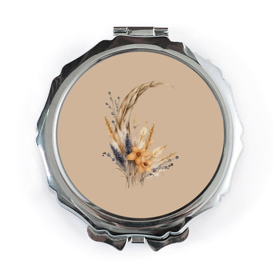 Floral Pocket Mirror, Boho Flowers Compact Mirror, Aesthetic Makeup Mirror, Travel Mirror, Stylish Mirror for Purse, Gift for Her - Tawshia