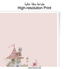 Watercolor Fairy Castle Photographic Prints, Fantasy Art Print, Kids Room Decor, Nursery Wall Art, Whimsical Castle Illustration - Tawshia