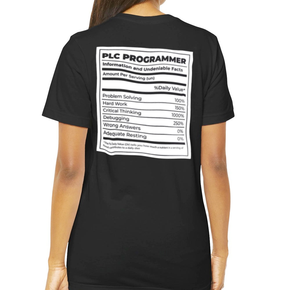 Humorous PLC Programmer Nutrition Facts Shirt Product Type