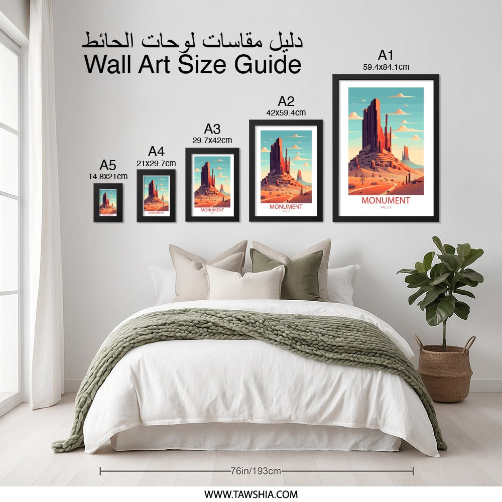 Monument Valley Wall Art, Desert Landscape Print, Southwest Decor, Utah Poster, Minimalist Artwork, Travel Souvenir, Scenic Wall Decor - Tawshia