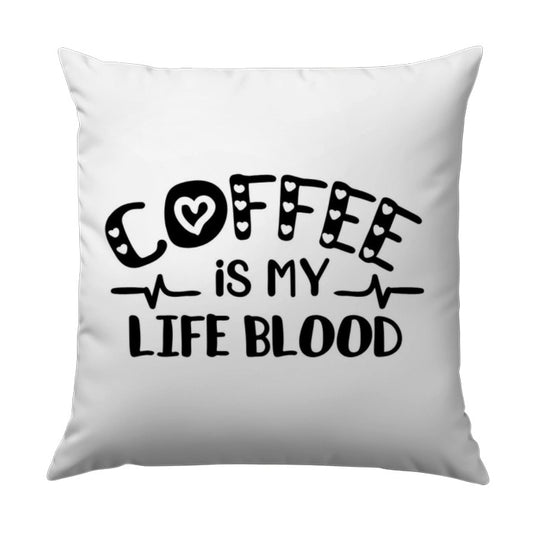 Coffee Lover Pillow, Coffee is My Lifeblood Throw Pillow, Cute Caffeine Addict Pillow, Funny Coffee Gift Idea, Trendy Home Decor Pillow - Tawshia