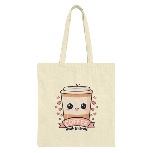 Coffee and Friends Tote Bag, Cute Kawaii Coffee Cup Graphic, Aesthetic Tote Bag, Daily Use Bag, Gift for Coffee Lovers - Tawshia