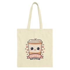 Coffee and Friends Tote Bag, Cute Kawaii Coffee Cup Graphic, Aesthetic Tote Bag, Daily Use Bag, Gift for Coffee Lovers - Tawshia