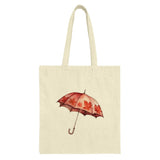 Autumn Umbrella Tote Bag, Fall Leaves Canvas Bag, Weather Art Shopping Bag, Seasonal Gift, Trendy Shoulder Bag - Tawshia
