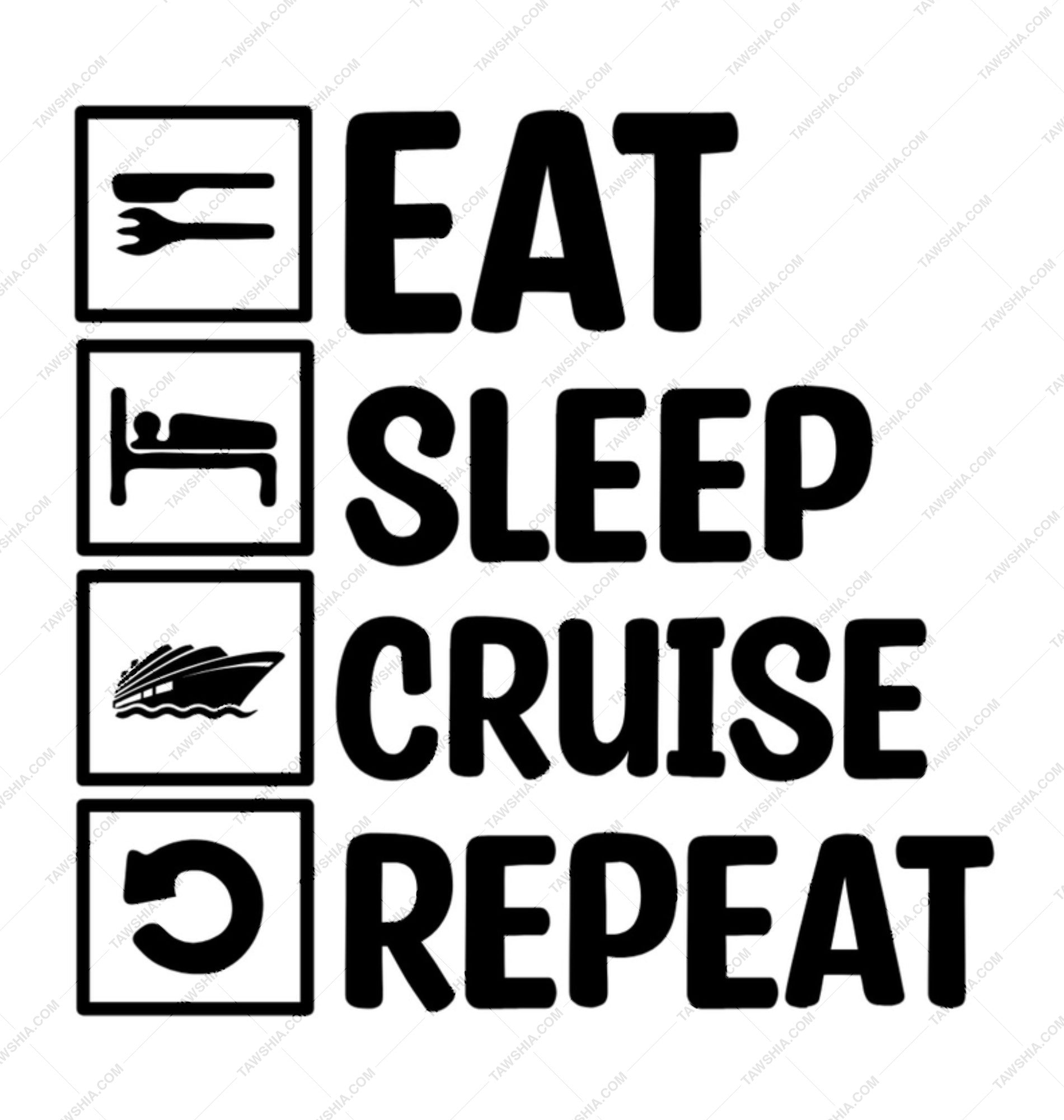 Eat Sleep Cruise Repeat Mug, Cruise Lover Gift, Vacation Mug, Cruise Ship Mug, Ocean Trip Gift, Boating Mug - Tawshia