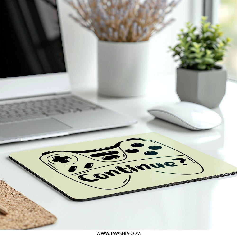 Gamer Mouse Pad, Gaming Controller Art, Continue Mousepad, Video Game Lover Gift, Computer Accessory, Cool Desk Decor, Play Gaming Gift - Tawshia
