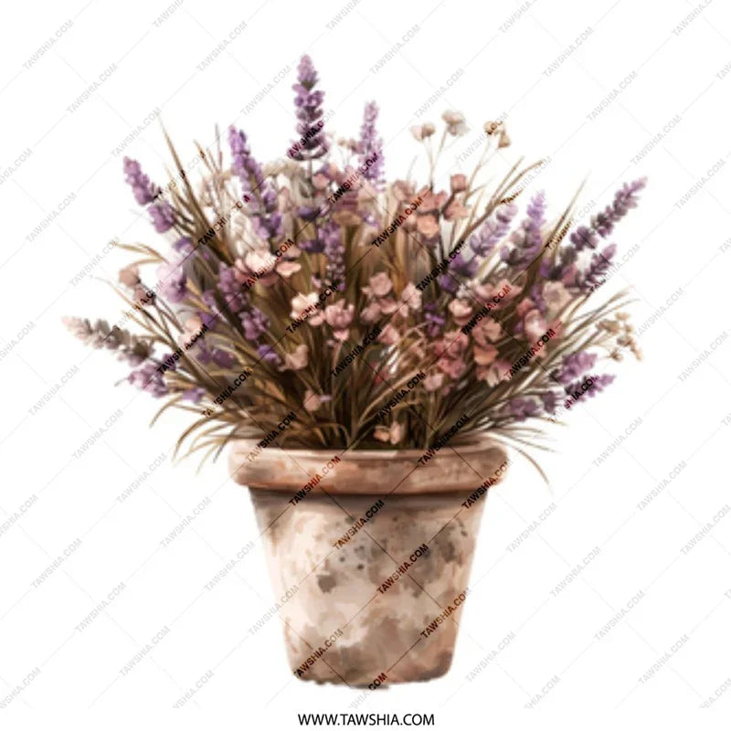 Lavender Mug, Floral Mug, Flower Pot Mug, Watercolor Mug, Elegant Mug, Lavender Gift, Floral Gift, Gardening Gift, Botanical Mug - Tawshia