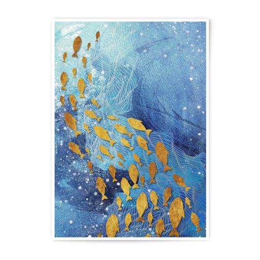 Golden Fish Photographic Print, Abstract Ocean Art, Coastal Wall Decor, Nautical Theme, Modern Home Decor, Unique Gift Idea, Sea Life - Tawshia
