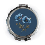 Blue Poppy Pocket Mirror, Floral Compact Mirror, Cute Makeup Mirror, Botanical Design, Flower Lover Gift, Purse Mirror, Travel Mirror - Tawshia