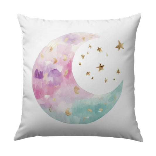 Watercolor Moon Pillow, Celestial Pillow, Crescent Moon Decor, Starry Night Pillow, Nursery Decor, Baby Shower Gift, Astrology Gift - Tawshia