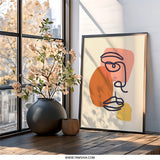 Abstract Face Wall Art, Minimalist Line Art, Modern Home Decor, Unique Artwork, Stylish Wall Decor, Contemporary Art Print - Tawshia