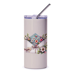 Floral Mail Tumbler, Flower Bouquet Letter, Cute Gift for Her, Pastel Flowers Tumbler, Spring Tumbler, Gift for Mom, Best Friend Tumbler - Tawshia