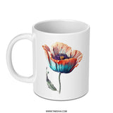 Colorful Floral Mug, Poppy Flower Cup, Watercolor Art, Unique Gift, Tea Coffee Mug, Pretty Mug - Tawshia