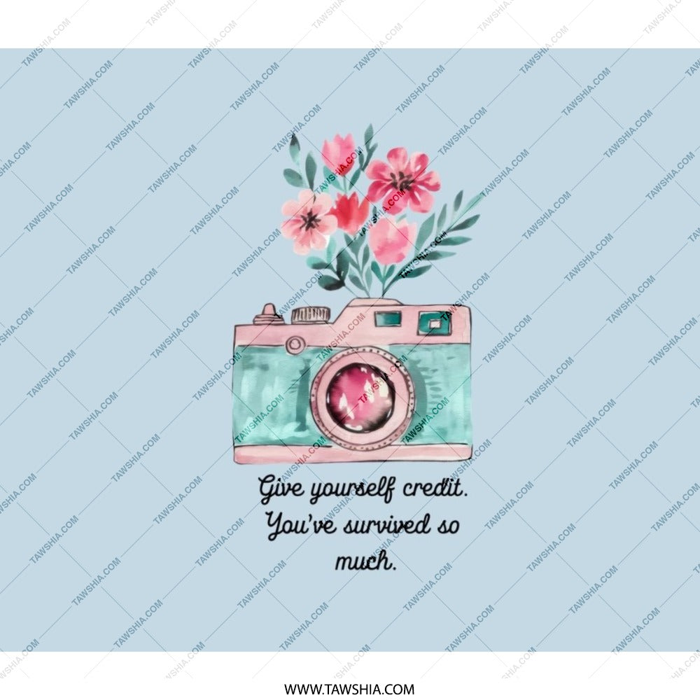 Floral Camera Backpack, Inspirational Quote Back Pack, Give Yourself Credit, Unique Backpack Gift, Travel Backpack, Trendy Backpack - Tawshia