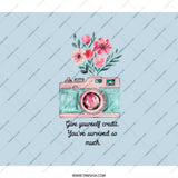 Floral Camera Backpack, Inspirational Quote Back Pack, Give Yourself Credit, Unique Backpack Gift, Travel Backpack, Trendy Backpack - Tawshia