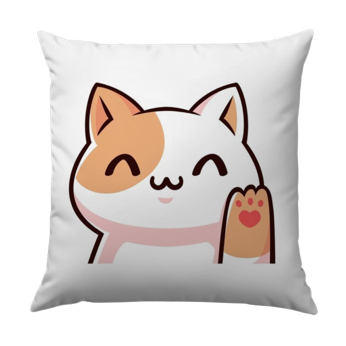 Cute Cat Pillow, Waving Cat Art, Kawaii Pillow, Nursery Decor, Cat Lover Gift, Home Decor Pillow, Throw Pillow, Decorative Pillow - Tawshia