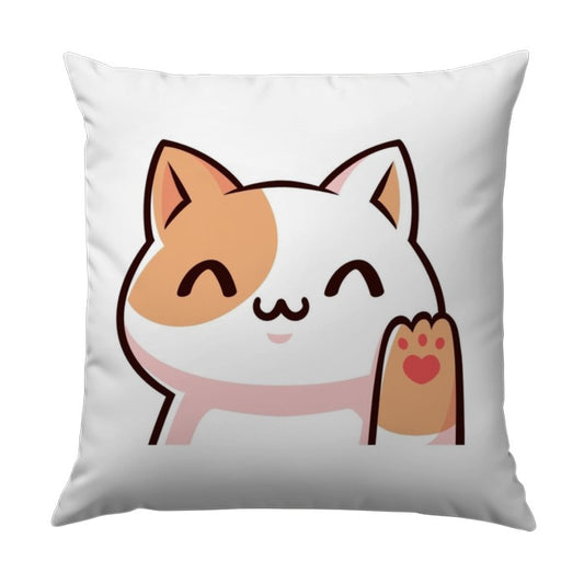 Cute Cat Pillow, Waving Cat Art, Kawaii Pillow, Nursery Decor, Cat Lover Gift, Home Decor Pillow, Throw Pillow, Decorative Pillow - Tawshia