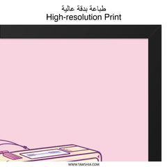 Cute Cassette Player Wall Art, Kawaii Decor Print, Pastel Pink Wall Decor, Retro 80s Music Gift, Aesthetic Room Decor, Music Lover Gift - Tawshia