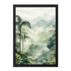 Tropical Wall Art, Jungle Landscape Print, Misty Mountain Wall Decor, Palm Tree Painting, Nature Art Print, Exotic Decor - Tawshia