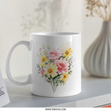 Floral Mug, Watercolor Flowers, Roses and Daisies Mug, Coffee Mug, Tea Mug, Gift Mug, Floral Design Mug (120 characters) - Tawshia