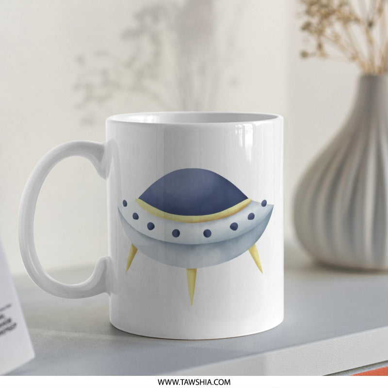 UFO Mug, Flying Saucer Gift, Space Lover Mug, Alien Abduction Mug, Novelty Mug, Cute Mug, Sci-Fi Gift, Unique Coffee Mug, Gift for Him, Her - Tawshia